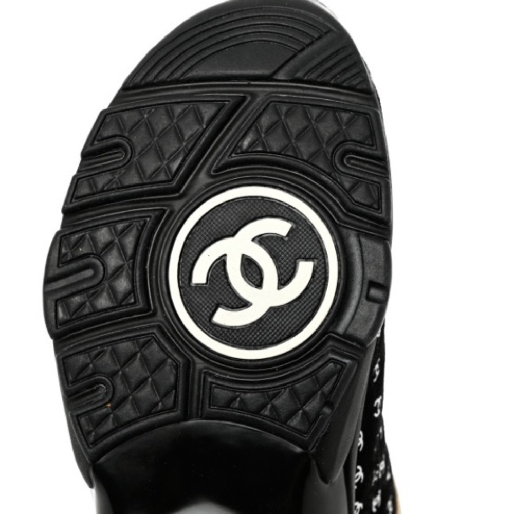 CHANEL Nylon Suede Calfskin Printed CC Sneakers - Picture 8 of 10